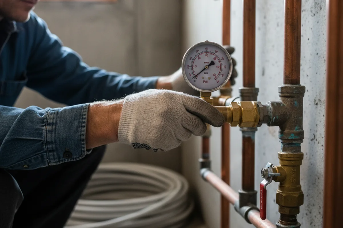 Pressure testing a repaired line during Water Line Repair in Short Hills